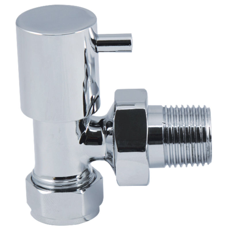 Angled Chrome Modern Heated Towel Rail Bathroom Radiator Valves (Pair