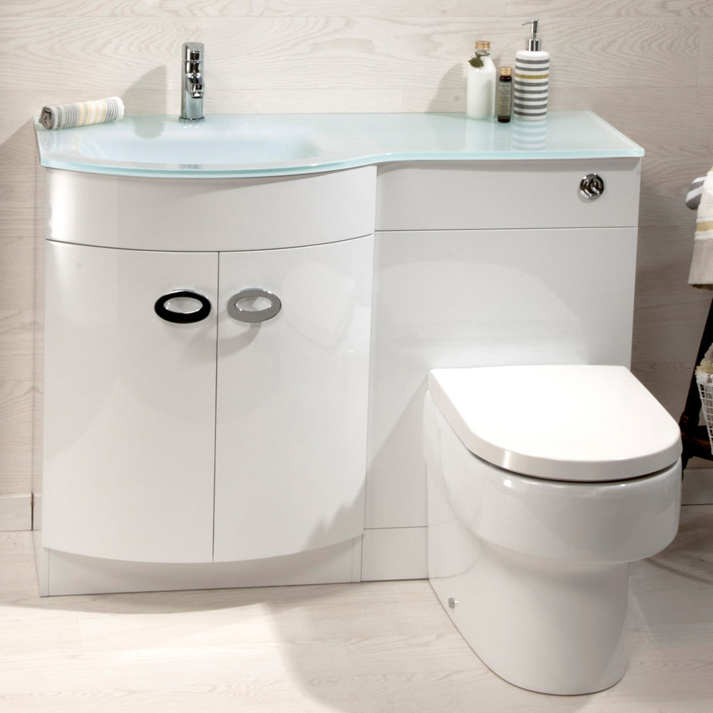 Bathroom Cabinet Back To Wall Toilet Basin Sink Suite Combi Vanity Unit