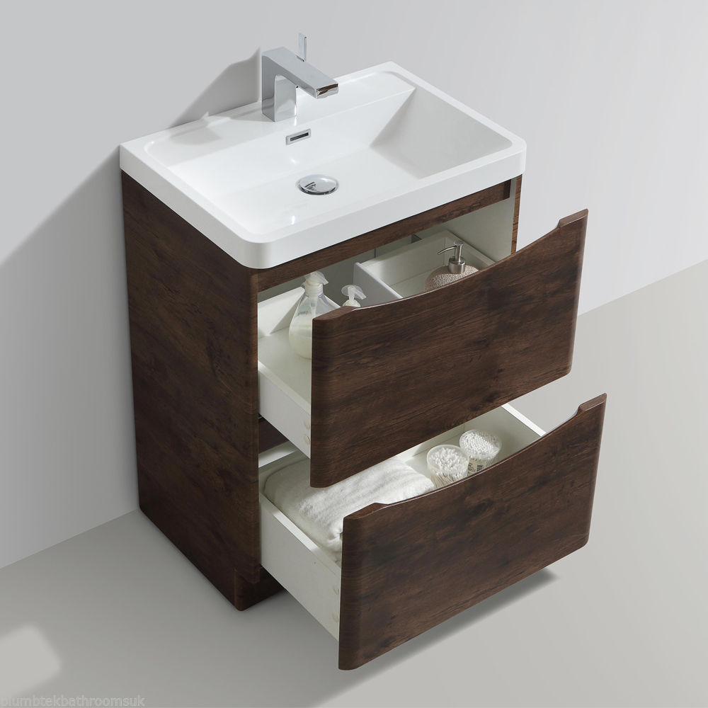 600mm Designer Chestnut Bathroom Floor Standing Vanity Unit Furniture ...