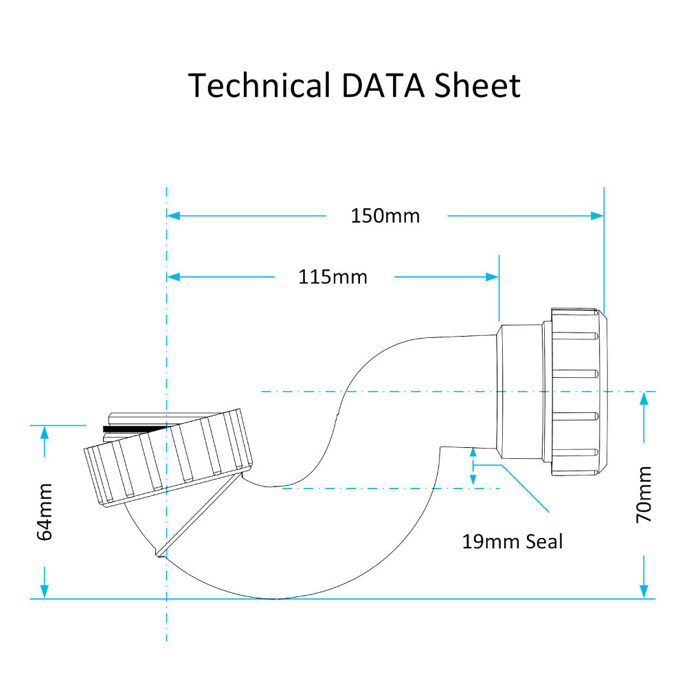 Viva Shallow Bath U Bend P Trap Waste 40mm (1½") x 19mm Seal Bath Trap WTB4019 eBay