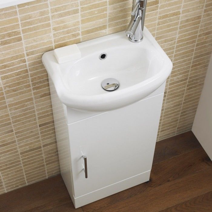 Bathroom Cloakroom Compact White Gloss Vanity Unit Ceramic