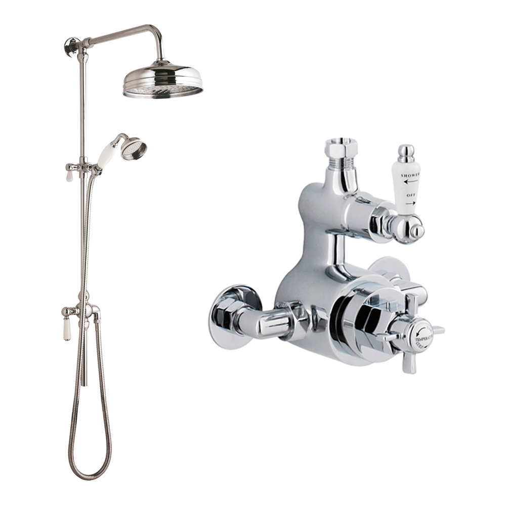 Ultra Victorian Traditional Thermostatic Shower Mixer Valve & Rigid Riser Kit eBay