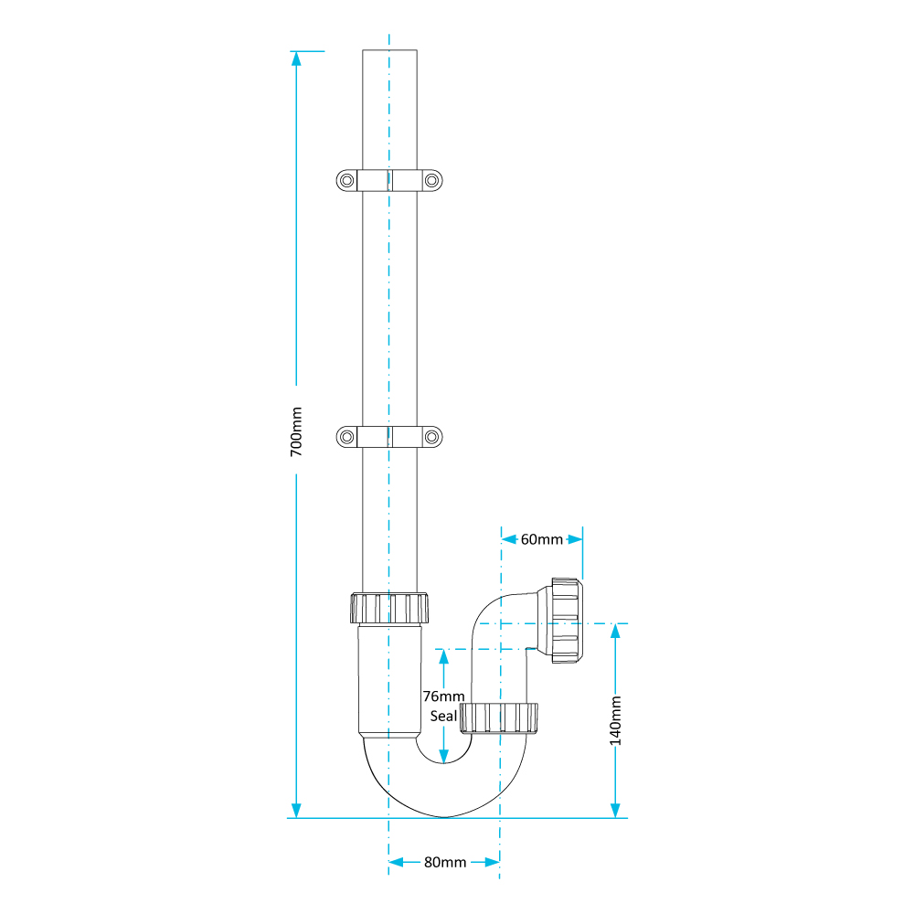 Viva Sanitary 40mm 1½" Washing Machine Standpipe Trap 75mm Seal WTWM01